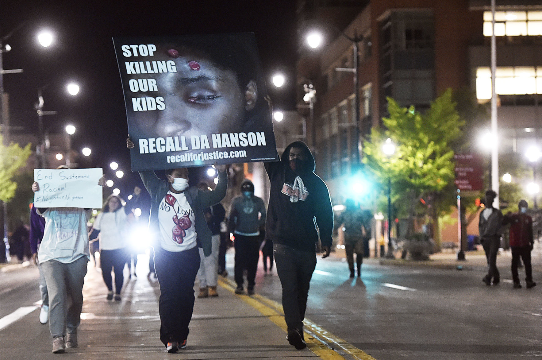 Marching to the police station